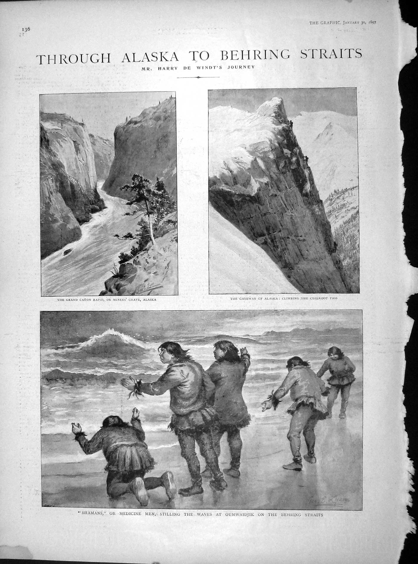 Old Antique Print 1897 Alaska Shamans Medicine Men Chilkoot Behring Harry 19th