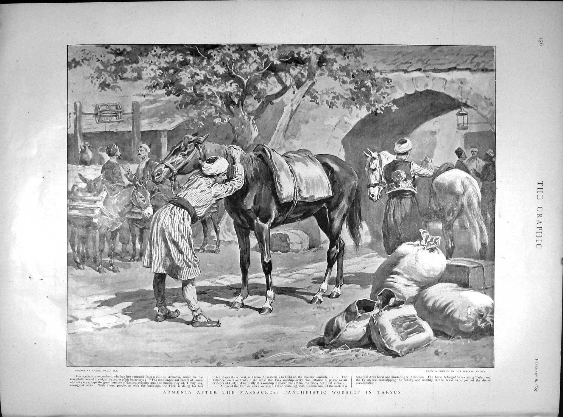 Old Antique Print 1897 Armenia Massacre Pantheistic Tarsus Graves Pokwani 19th
