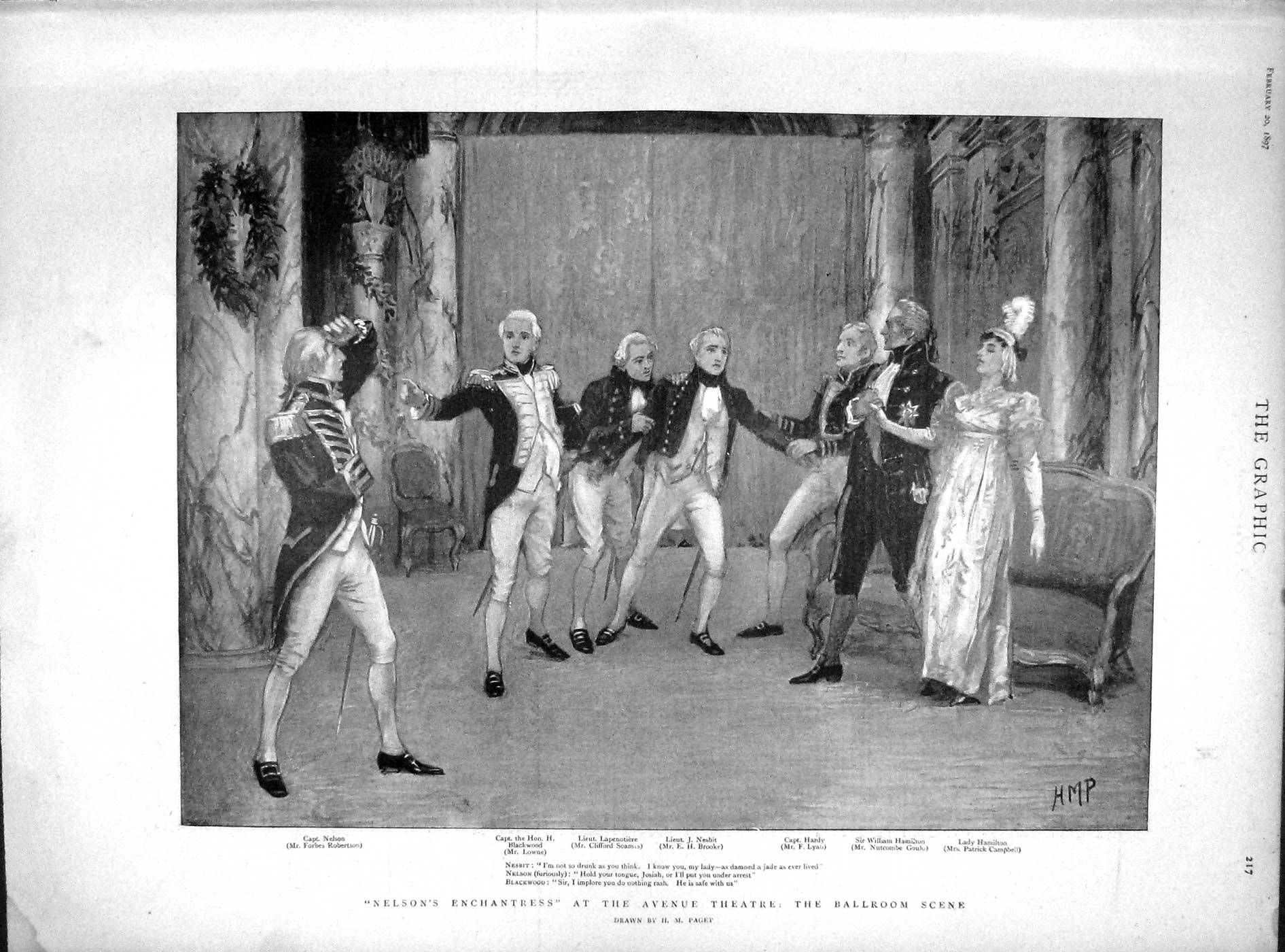 Old Antique Print 1897 Nelson'S Enchantress Avenue Theatre Ballroom Scene 19th