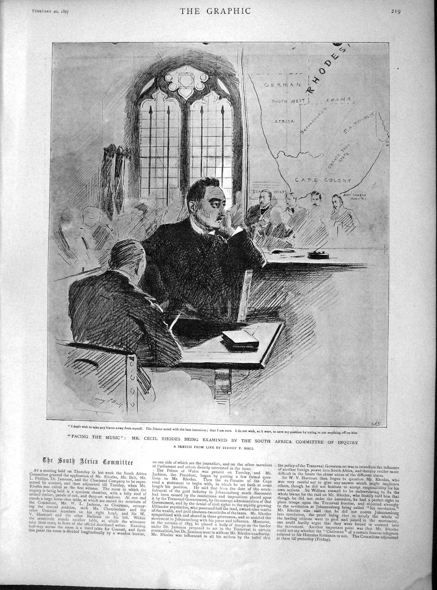 Old Antique Print 1897 Cecil Rhodes South Africa Cathedral Saviours Wales 19th