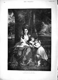 Original Old Antique Print 1897 Portrait Lady Betty Delme Children Dog Reyns