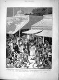 Old Antique Print 1897 Famine India Starving Natives Bunniahs Bazaar Shop 19th