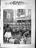 Original Old Antique Print 1897 Crete Occupation Canea British Marines Siers