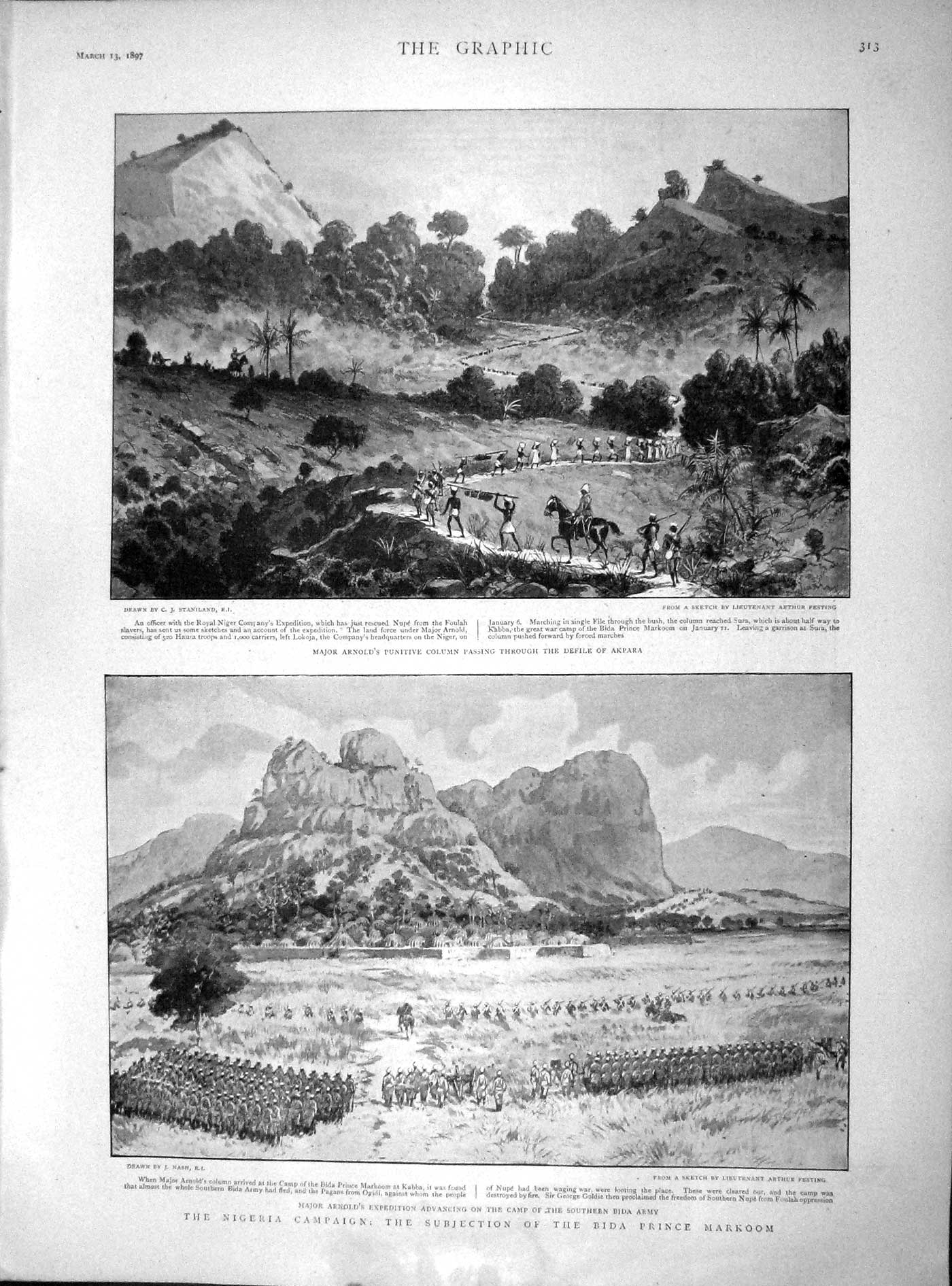Original Old Antique Print 1897 Major ArnAkpara Nigeria Prince Markoom Brewer