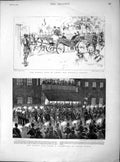 Old Antique Print 1897 Queen Cimiez Diamond Jubilee Dublin Castle Ireland 19th