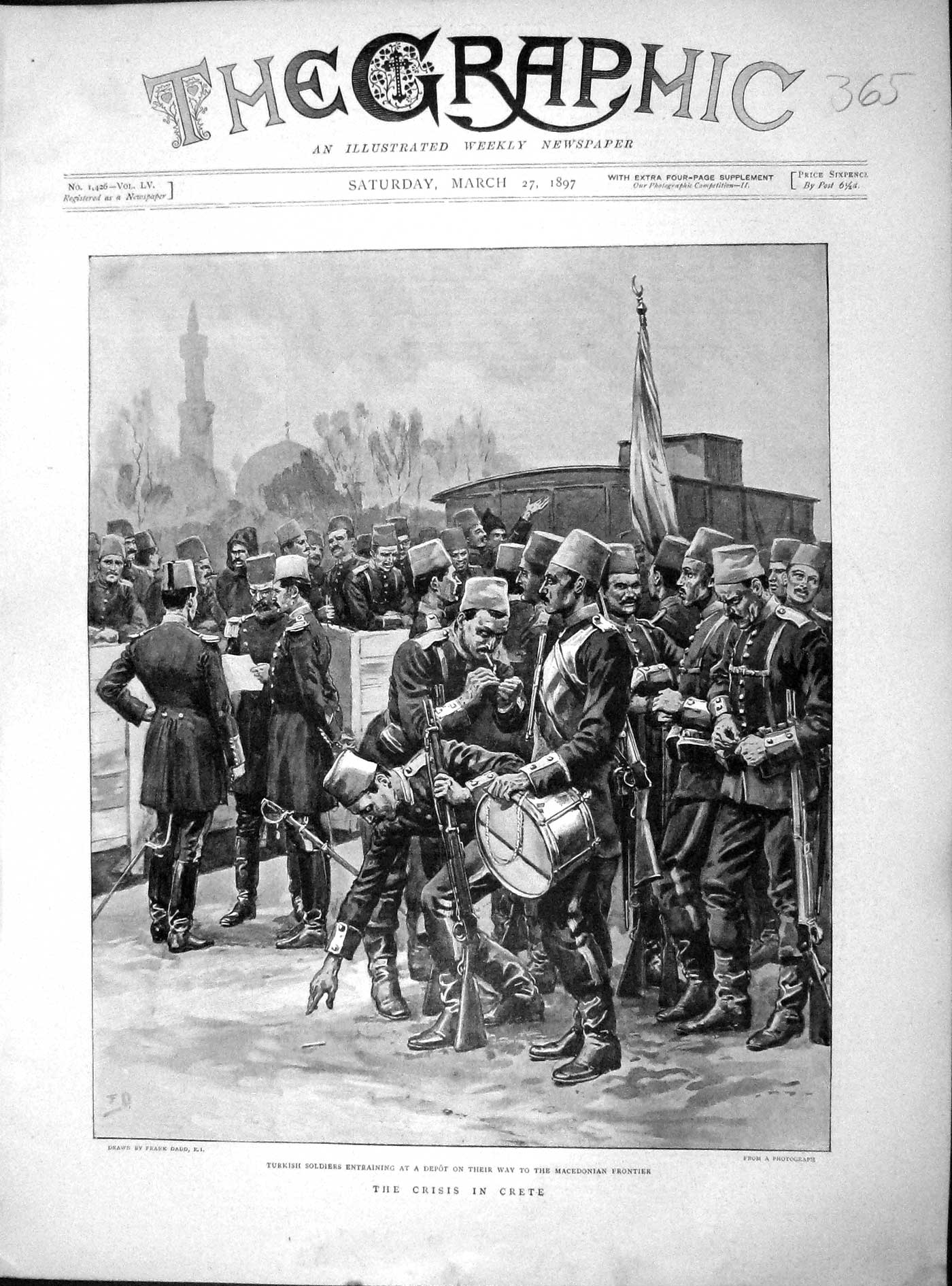 Original Old Antique Print 1897 Crete Turkish Siers Cepot Macedonian Frontier