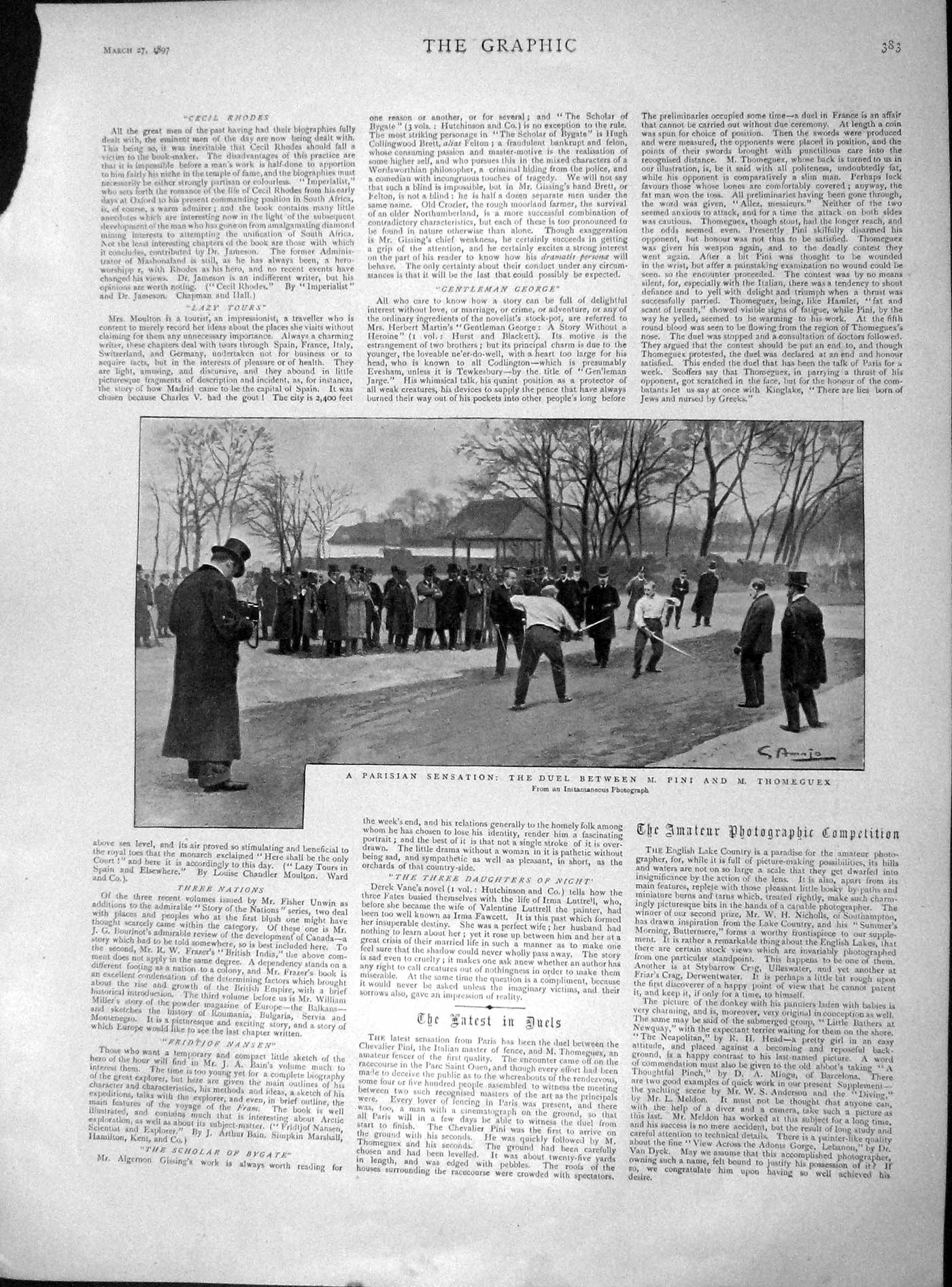 Old Antique Print 1897 Duel Pini Thomeguex Paris Portrait Revolutionist 19th