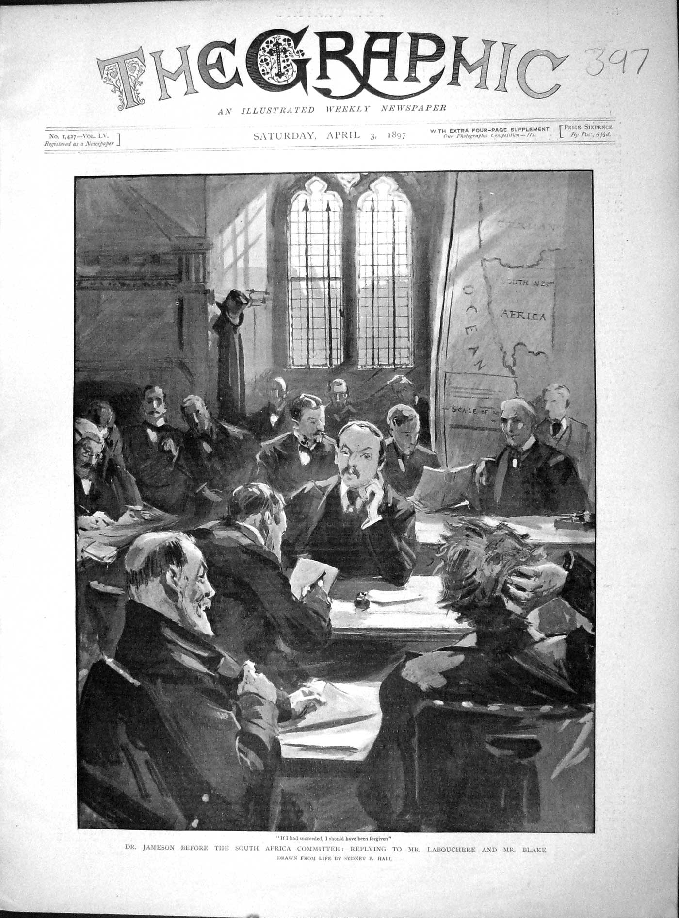 Original Old Antique Print 1897 Dr. Jameson South Africa Labouchere Blake 19th
