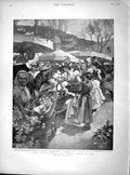 Old Antique Print 1897 Flower Market Nice France Abyssinia Rennell Zaila 19th