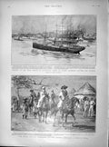 Old Antique Print 1897 Wool Australia Ships Sydney Harbour Foulah Chiefs 19th