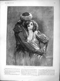 Original Old Antique Print 1897 Solomon Romance Messiah Lady 19th