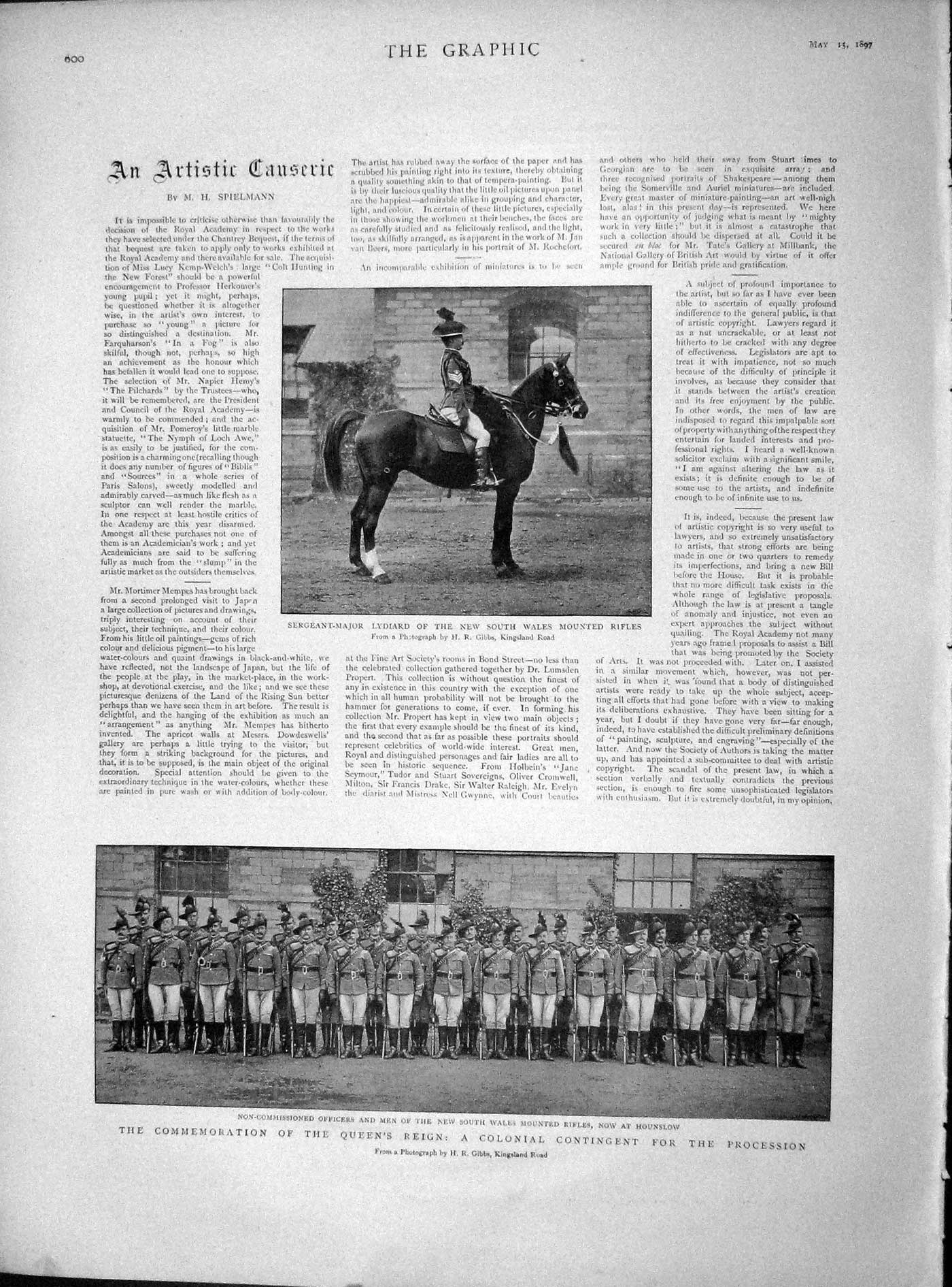 Original Old Antique Print 1897 Sergeant-Major Lydiard Wales Mounted Rifles War