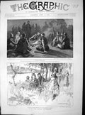 Original Old Antique Print 1897 Battle Domoko Thessalian Peasants Bivouacking