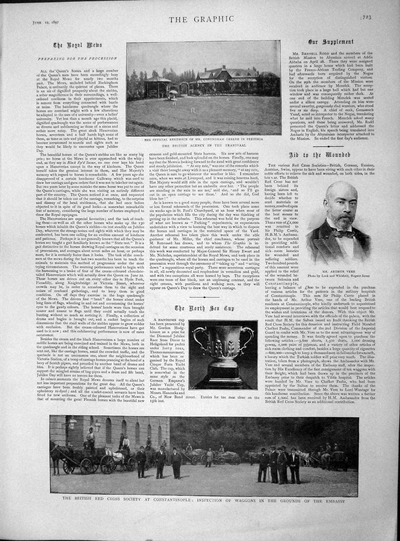Original Old Antique Print 1897 British Red Cross Constatinople Vere Domoko War