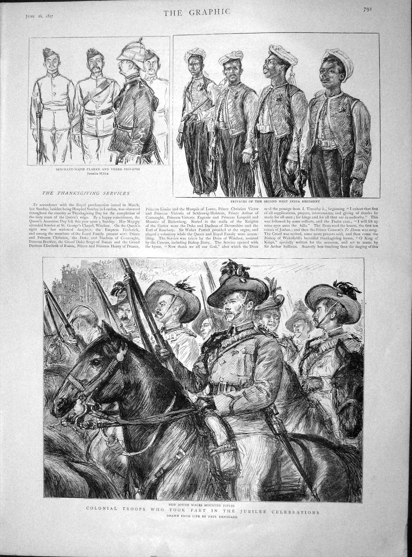 Old Antique Print 1897 Colonial Troops Clarke South Wales Mounted Rifles 19th