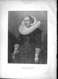 Original Old Antique Print 1897 Portrait Beautiful Lady Woman Miervelt 19th