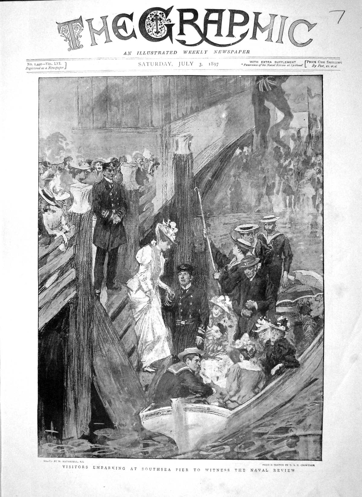 Old Antique Print 1897 Southsea Pier Boat Lord Mayor Mansion House Prince 19th