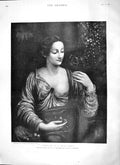 Original Old Antique Print 1897 Portrait Beautiful Young Lady Luini Victorian