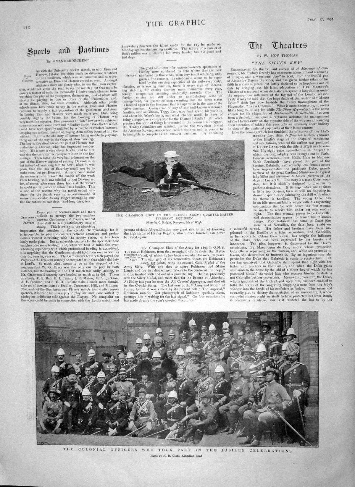 Original Old Antique Print 1897 Colonial Officers Jubilee Sergeant Robinson War