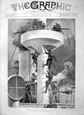 Old Antique Print 1897 Navy Ship Manning Fighting Tops H.M.S. Renown War 19th