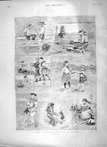 Old Antique Print 1897 Holiday Scene Coast Normandy France Seaside Beach 19th