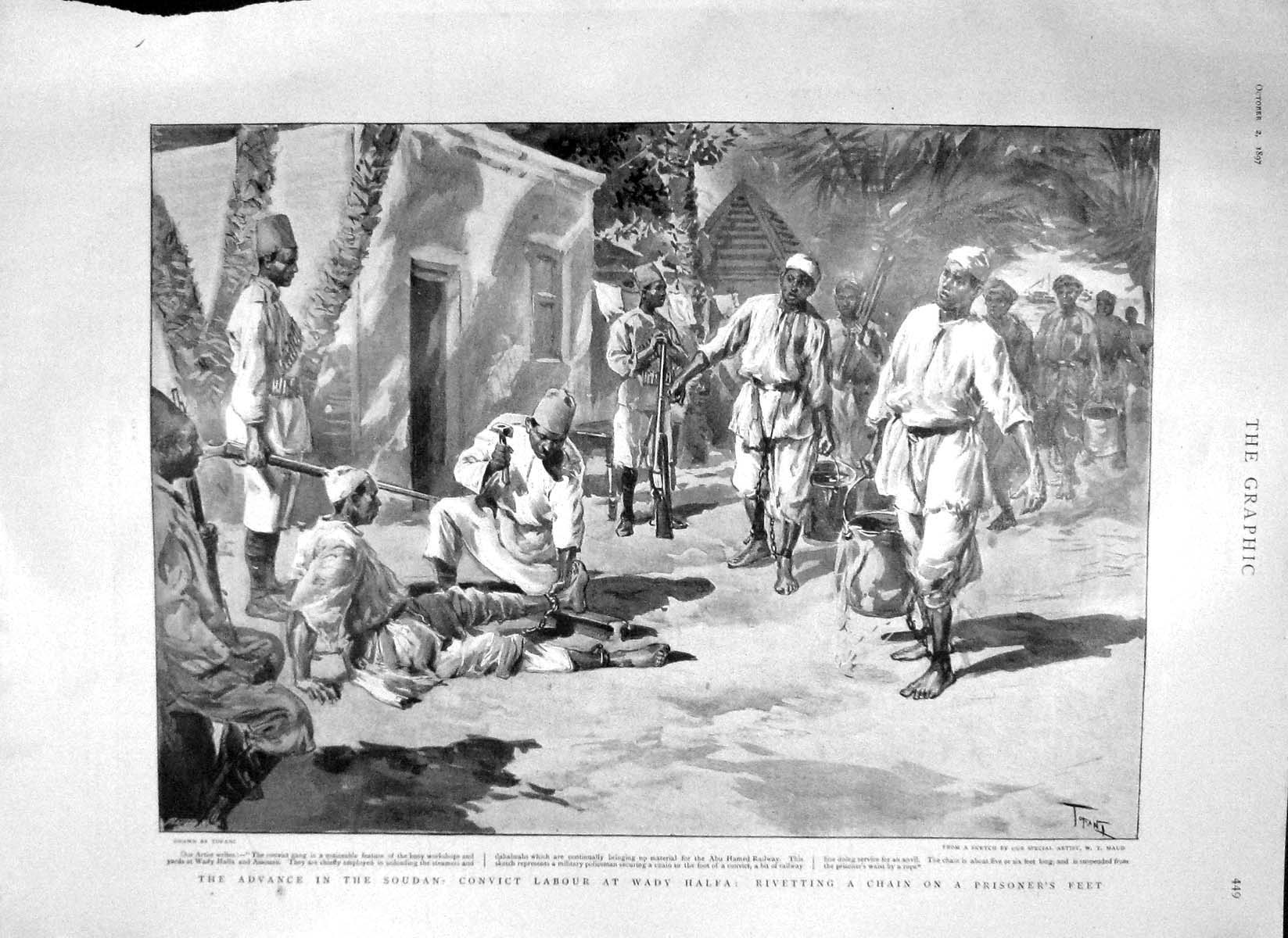 Old Antique Print 1897 Soudan War Convict Wady Halfa Opera Simla Geisha 19th