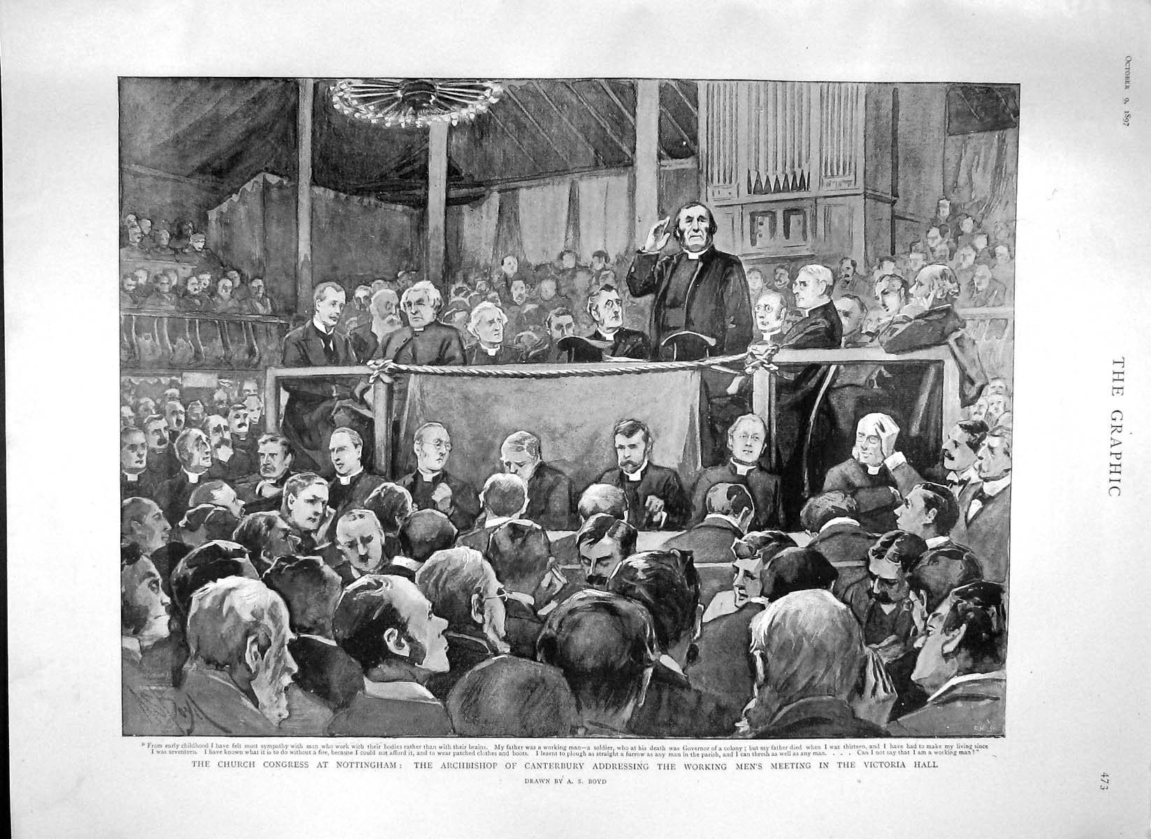 Original Old Antique Print 1897 Church Congress Archbishop Canterbury Victoria