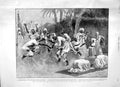 Original Old Antique Print 1897 Advance Soudan War Life Camp Merawi Devil Dance