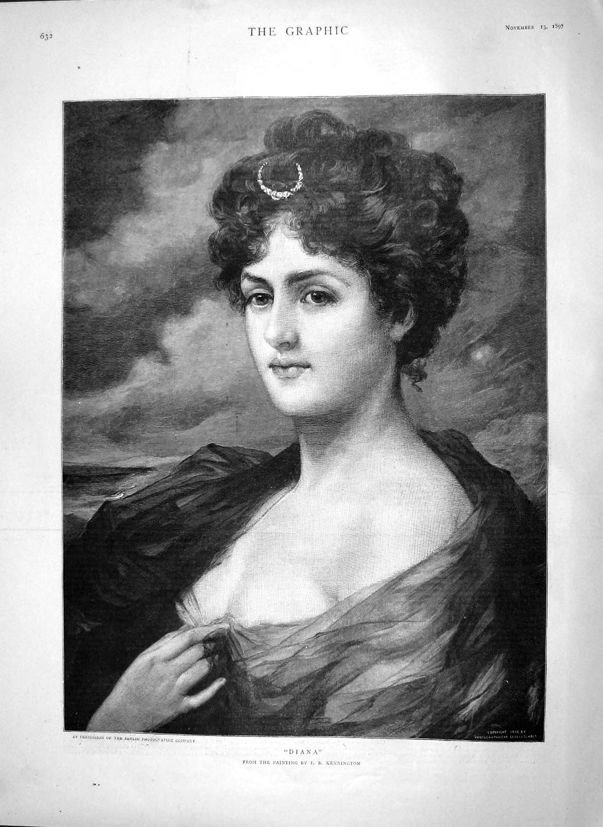 Old Antique Print 1897 Portrait Diana Lance-Corporal Piper Patrick Milne 19th