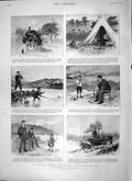 Original Old Antique Print 1897 Angling Holiday Ireland Fishing Camp Nets 19th