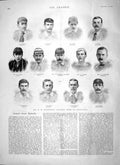 Original Old Antique Print 1897 Stoddart Cricket Hirst Board Piper Milne Dargai