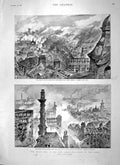 Old Antique Print 1897 Fire City Giles'S Church Cripplegate Jewin Hamsell 19th