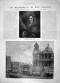Old Antique Print 1897 St. Paul'S Cathedral Wren Lord Nelson King George 19th