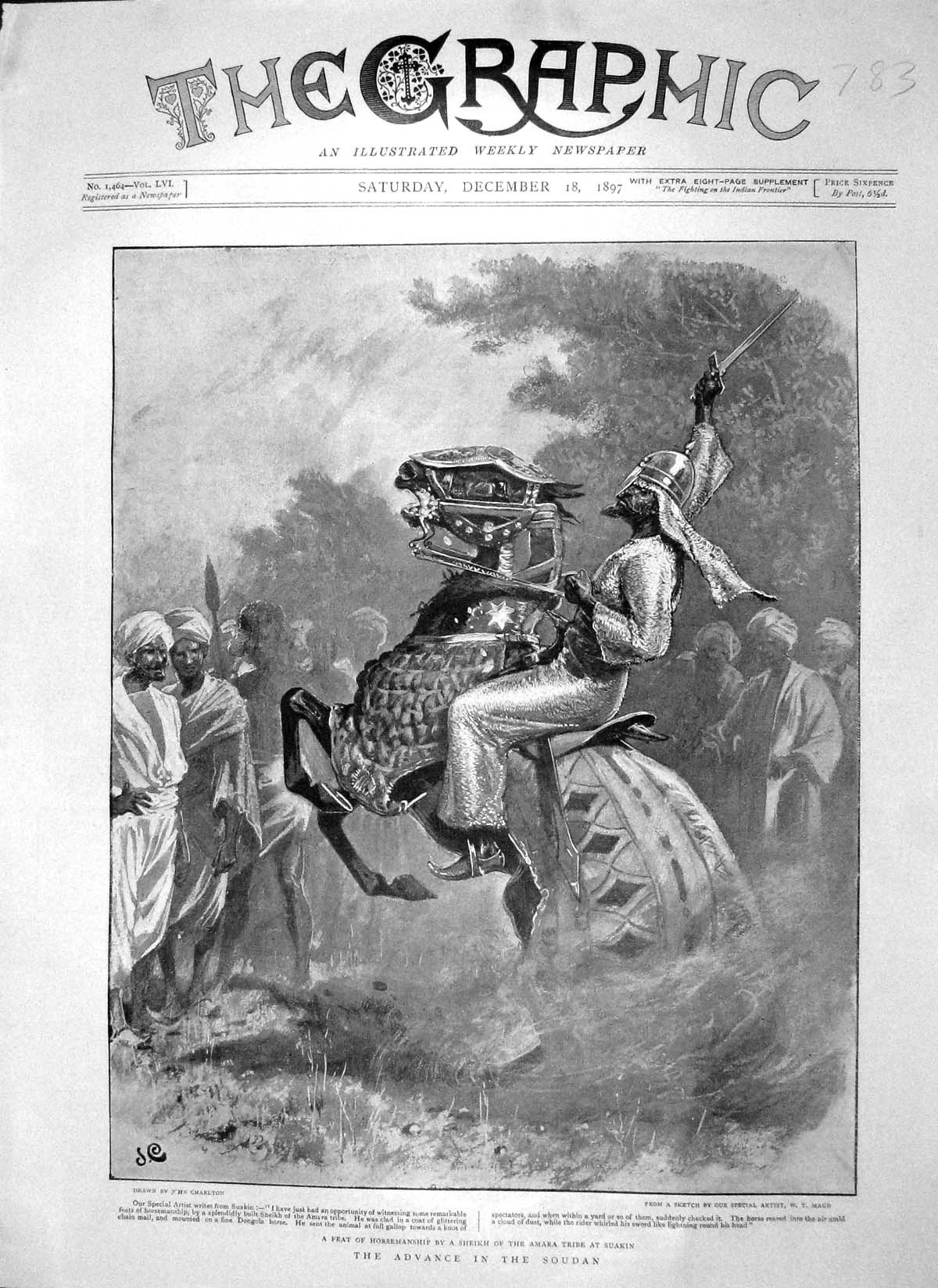 Original Old Antique Print 1897 Soudan Sheikh Amara Suakin Admiral Seymour War