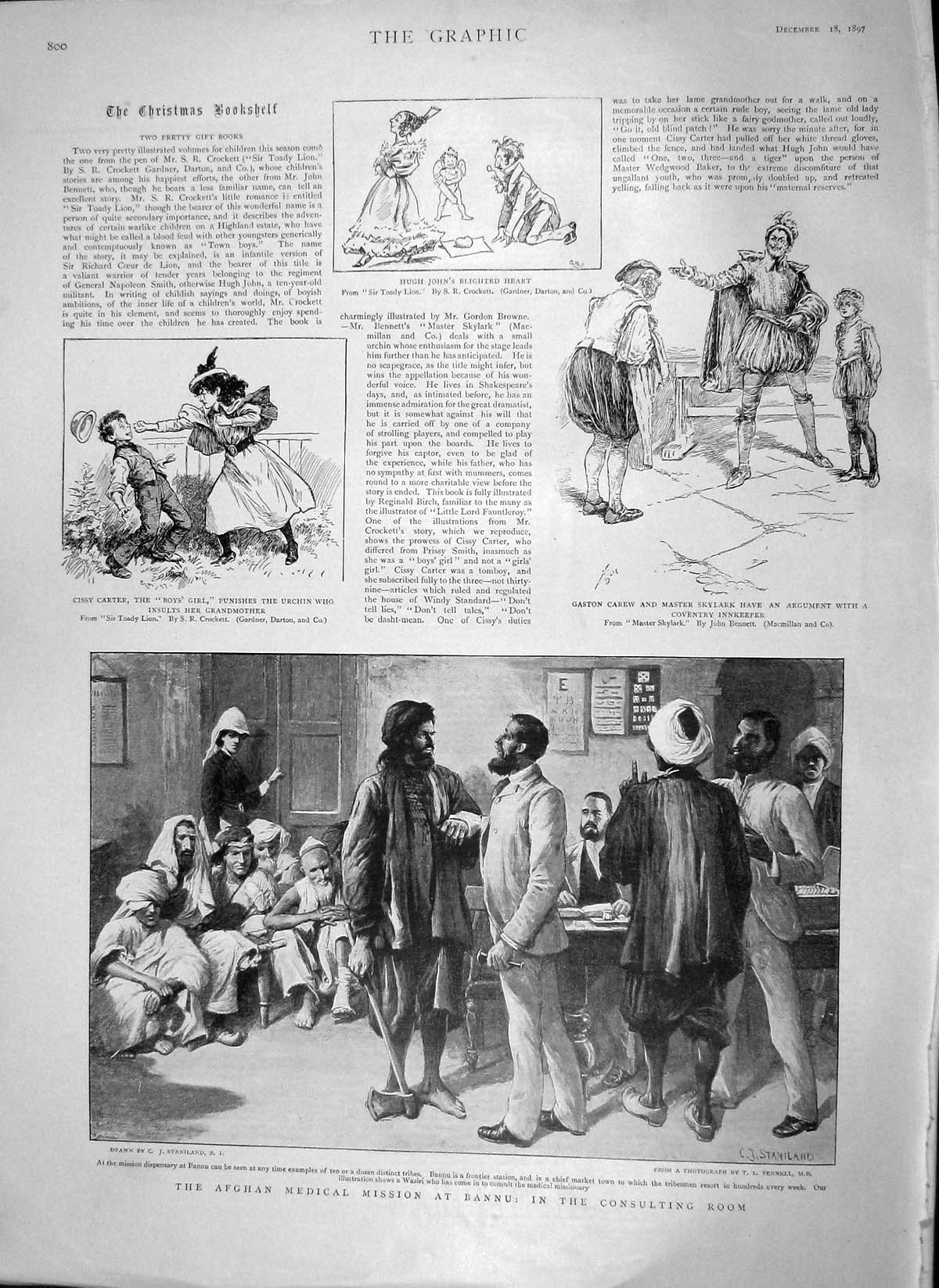 Original Old Antique Print 1897 Afghan Medical Mission Bannu Consulting Bennett