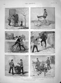 Original Old Antique Print 1897 Captain Peddle Sier Bicycle Comedy Scene 19th