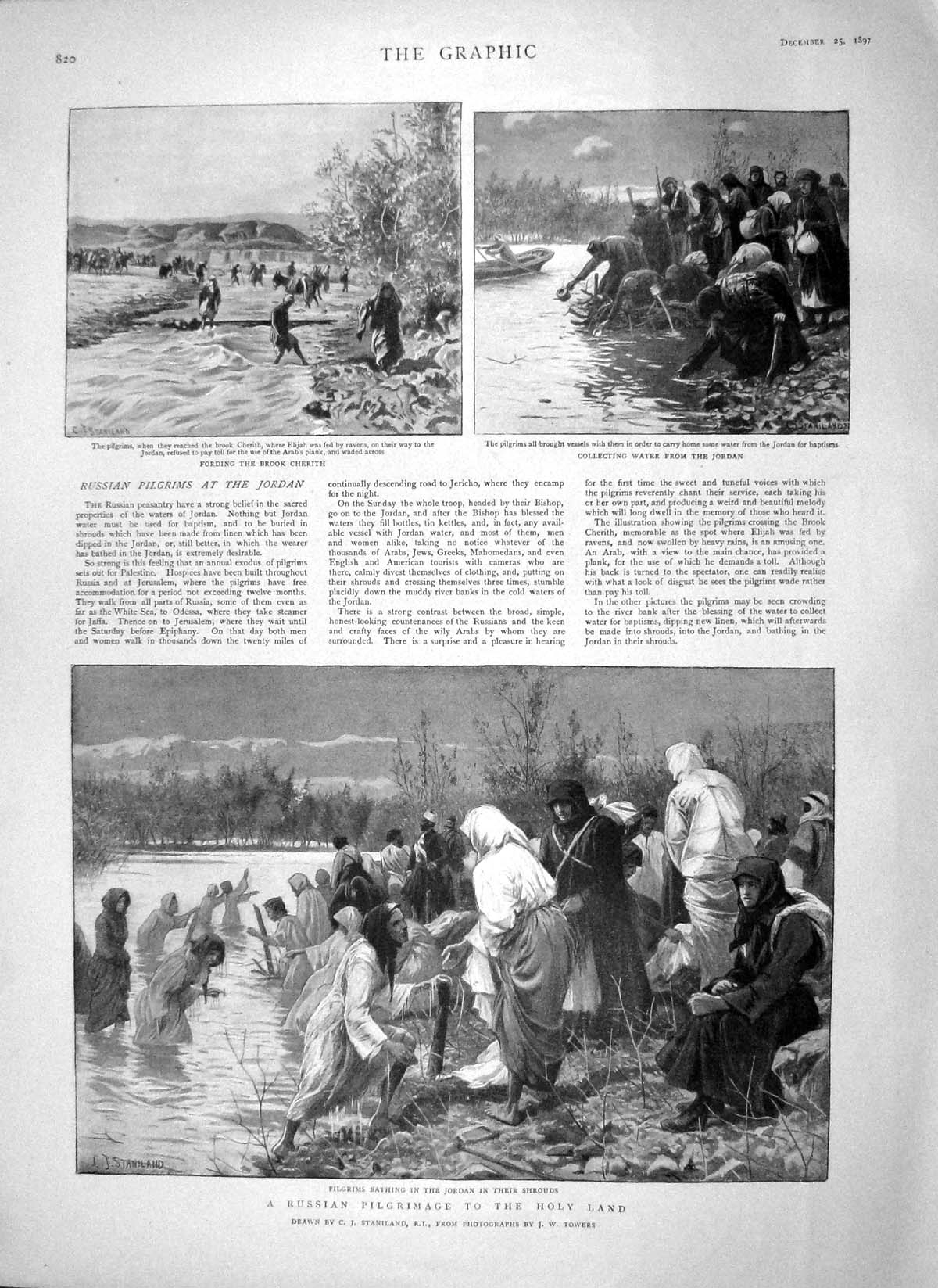 Old Antique Print 1897 Russian Pilgrim Jordan Holy Land Alphonse Daudet 19th