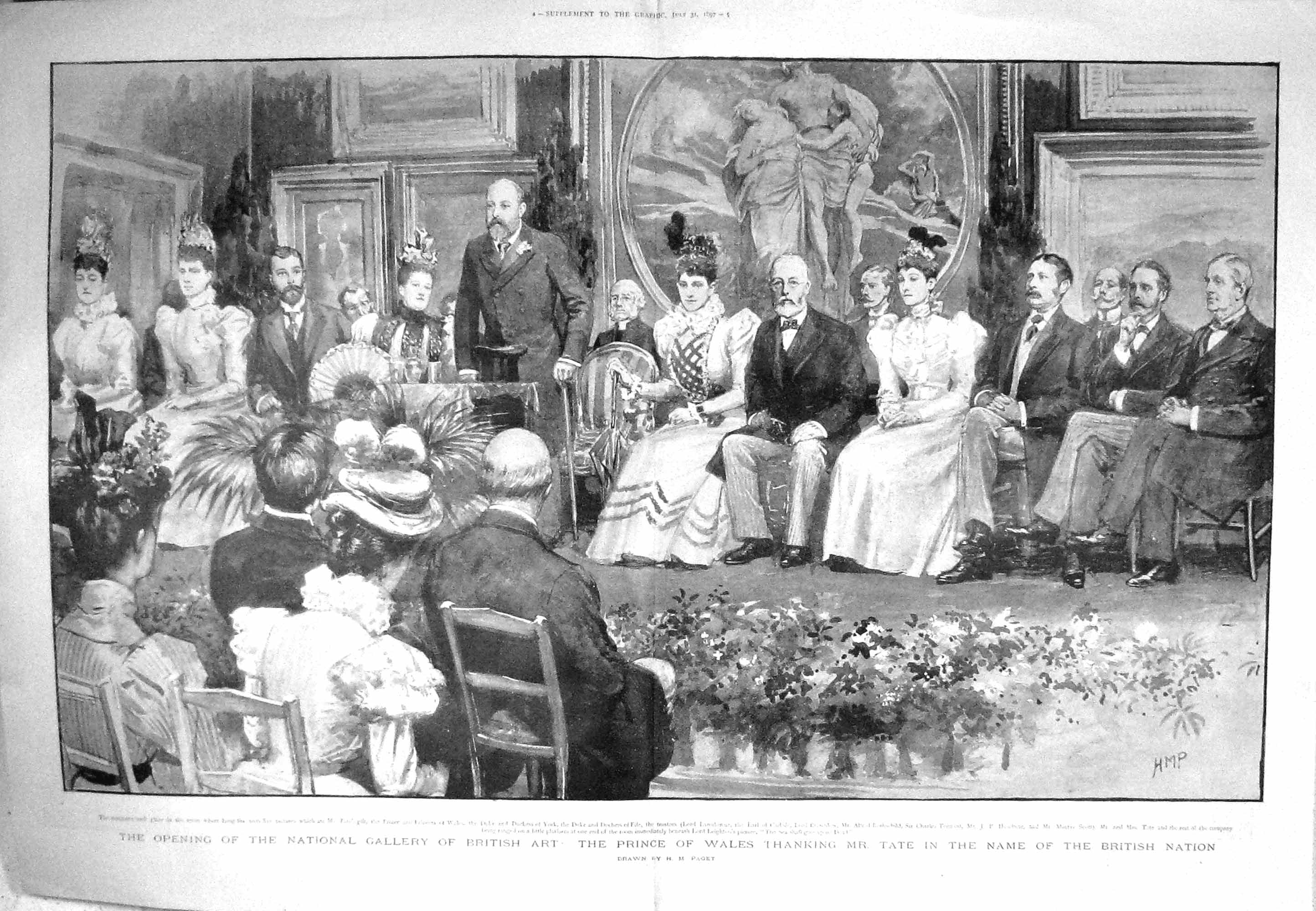 Antique Old Print *3979 1897 National Gallery British Art Prince Wales Tate