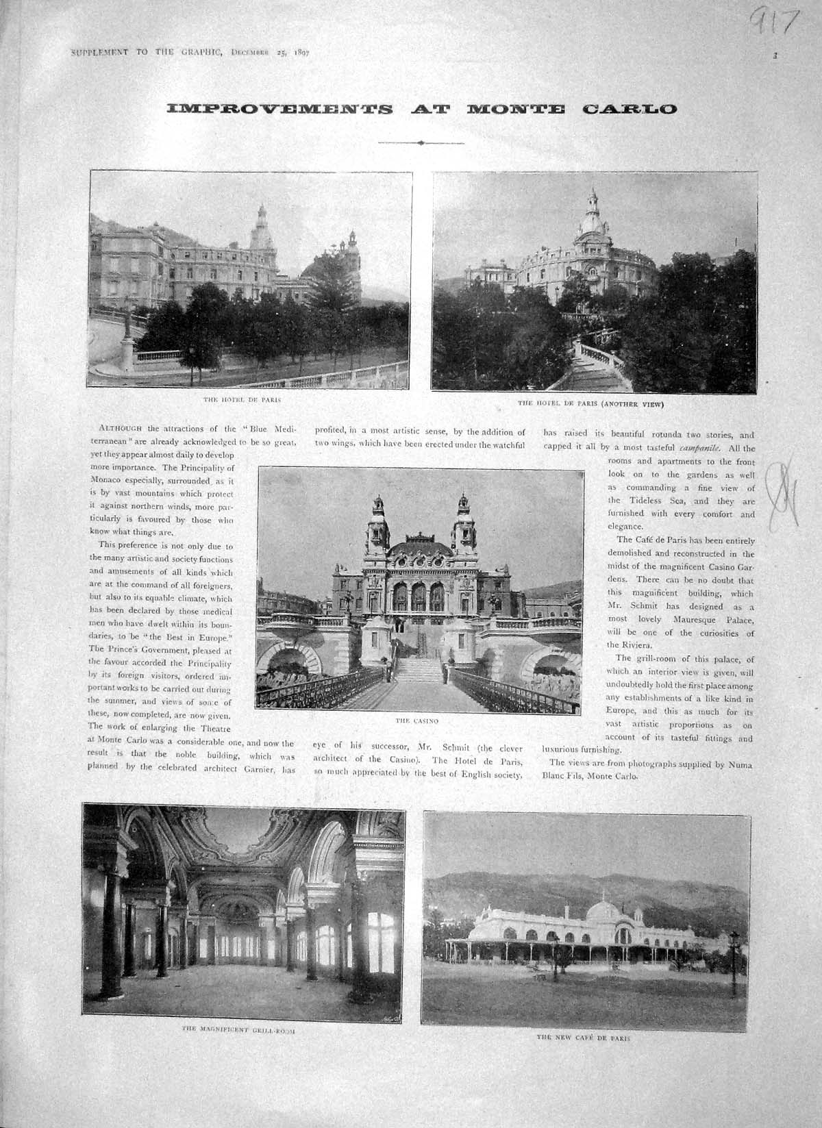 Old Antique Print 1897 Monte Carlo Hotel Paris Casino CafÇ Patent Borax 19th
