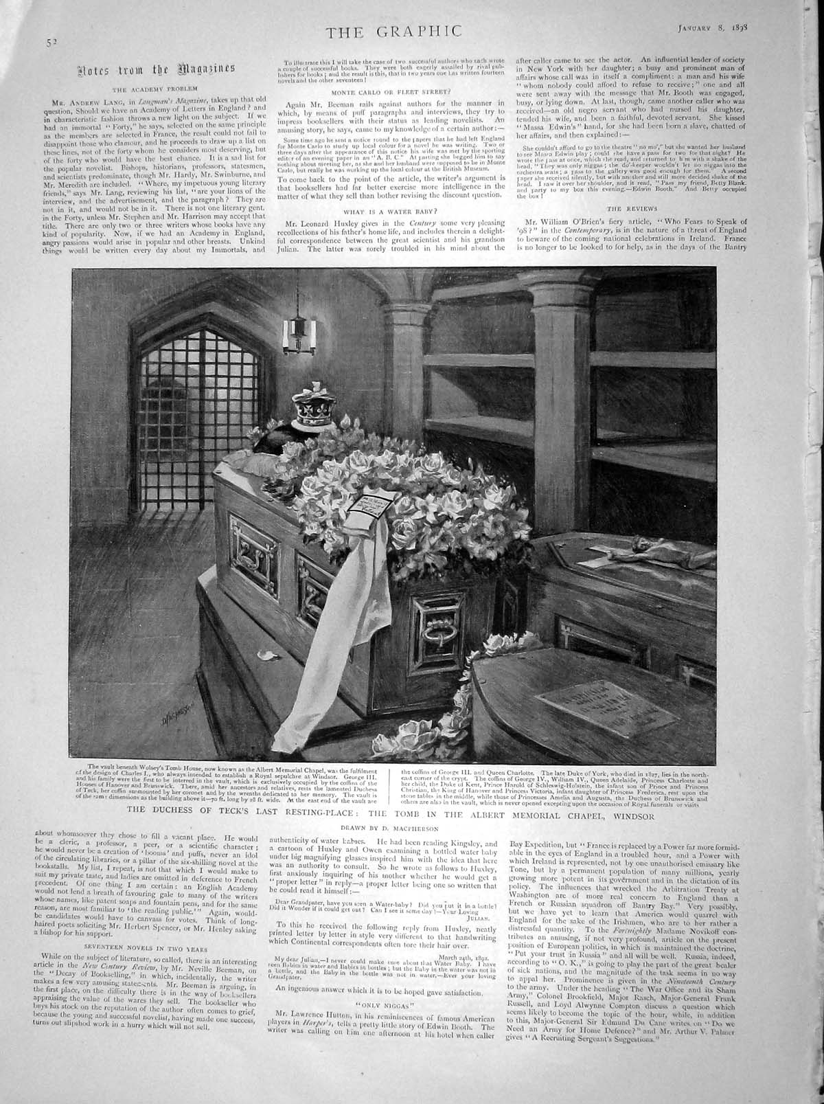 Old Antique Print 1898 Duchess Teck Tomb Albert Memorial Chapel Windsor 19th