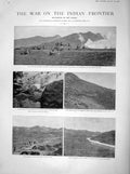 Old Antique Print 1898 War Sempagha Nullah India Maidan Camp Arhanga Pass 19th