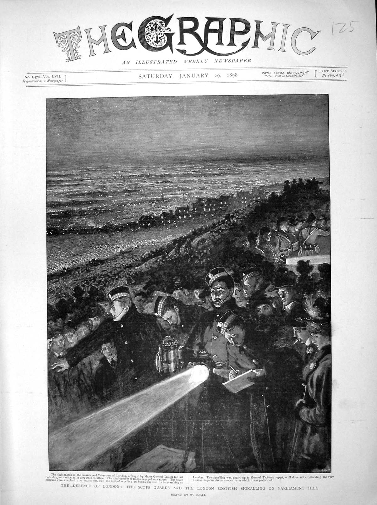 Original Old Antique Print 1898 Scots Guards London Scottish Parliament London