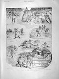 Original Old Antique Print 1898 Perils Golf Africa Sport Natives Comedy Scene
