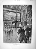 Original Old Antique Print 1898 Pope Pilgrims Vatican Sala Clementina Audience