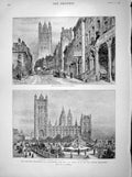 Original Old Antique Print 1898 Westminster Millbank Street Proposed Embankment