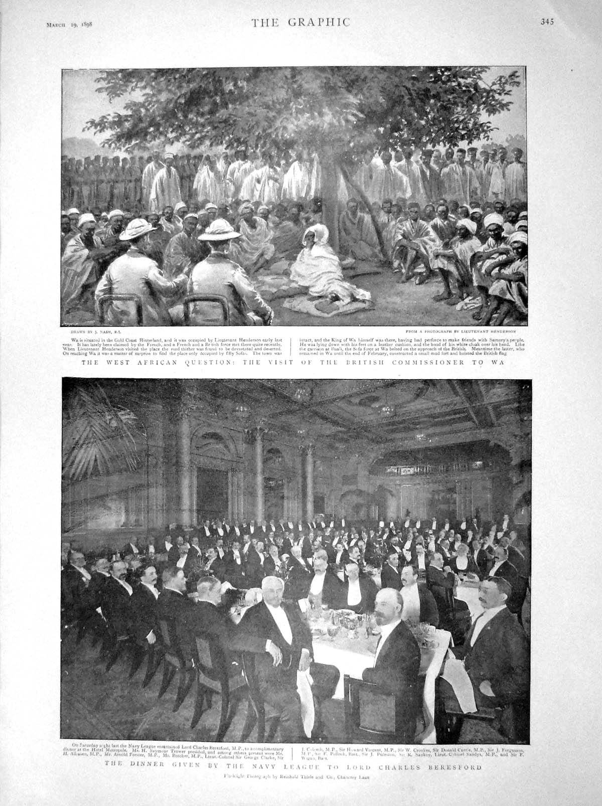 Original Old Antique Print 1898 Africa Henderson War King Wa Charles Beresford