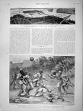 Original Old Antique Print 1898 Tirah Force Football Jamrud Life Saving Niagara