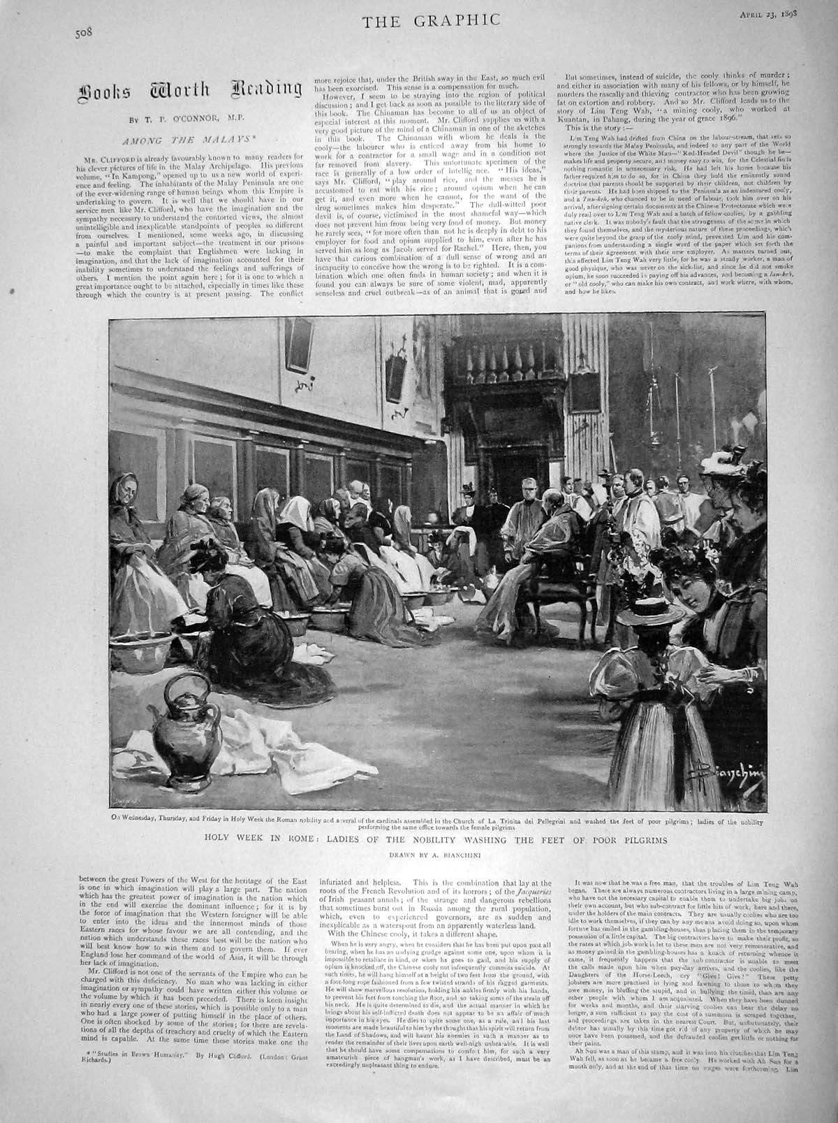 Old Antique Print 1898 Holy Week Rome Sepulchre Ladies Nobility Pilgrims 19th