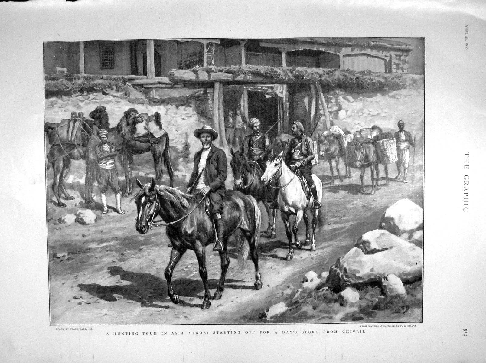 Original Old Antique Print 1898 Hunting Asia Minor Chivril Murder Bremner Gaol