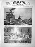 Old Antique Print 1898 Ship New York Indian Cushing Madrid Plaza San Juan 19th